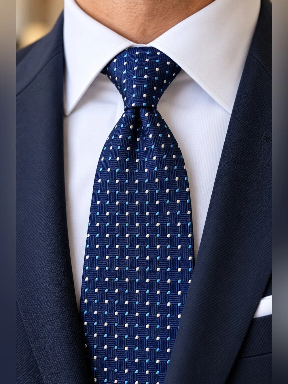 Brooks Brothers Makers Silk Tie Navy Blue Geometric Made USA 60”